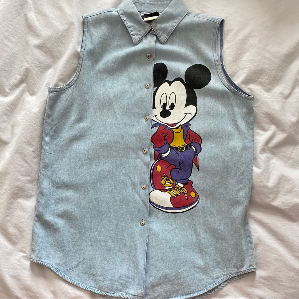 Mickey Jerry Leigh vintage denim sleeveless shirt